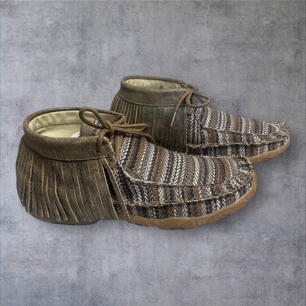 Twisted X Woven Chukka Leather Fringe Boots Womens 6.5 Southwestern Boho Aztec